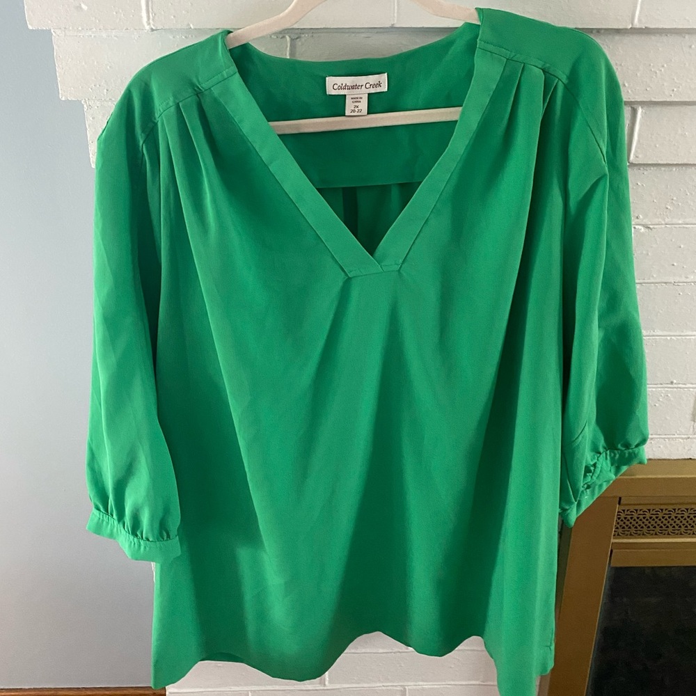 Sz 2x Coldwater Creek Kelly Green Top